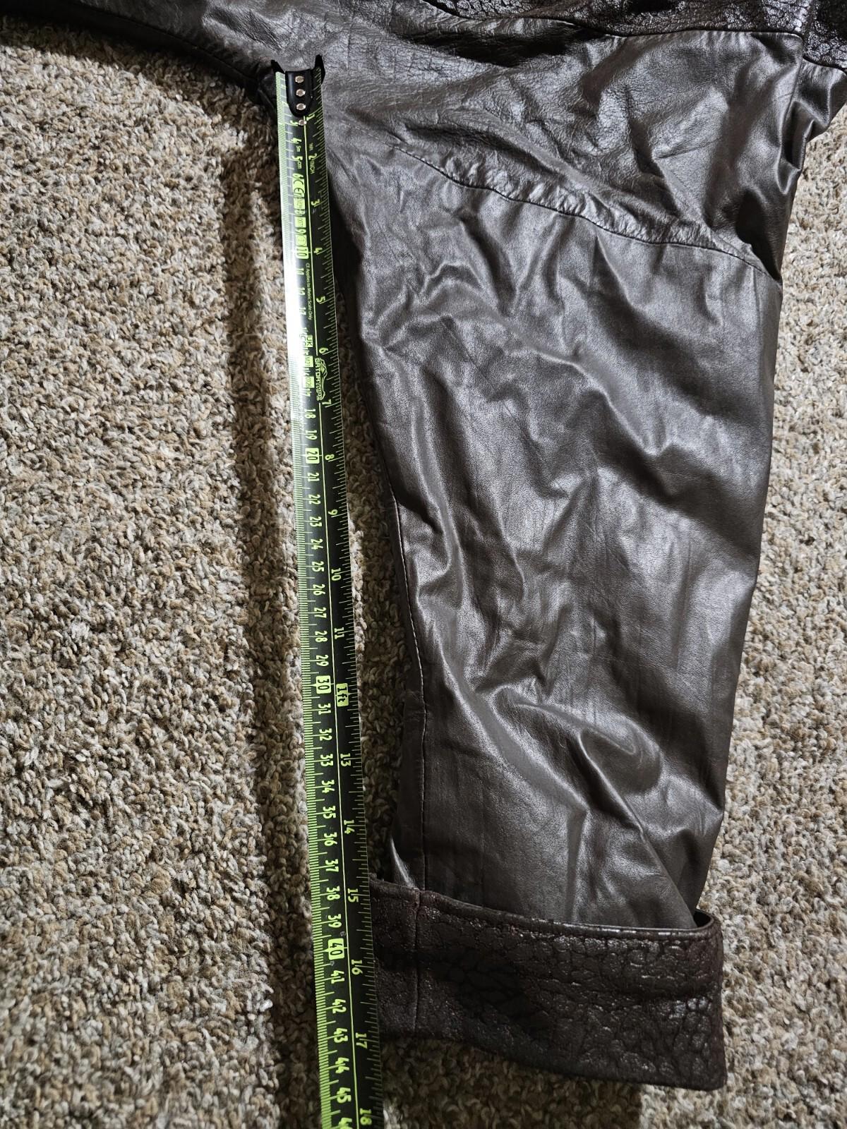 Comint Argentina Long Trench Style Brown Leather Jacket S