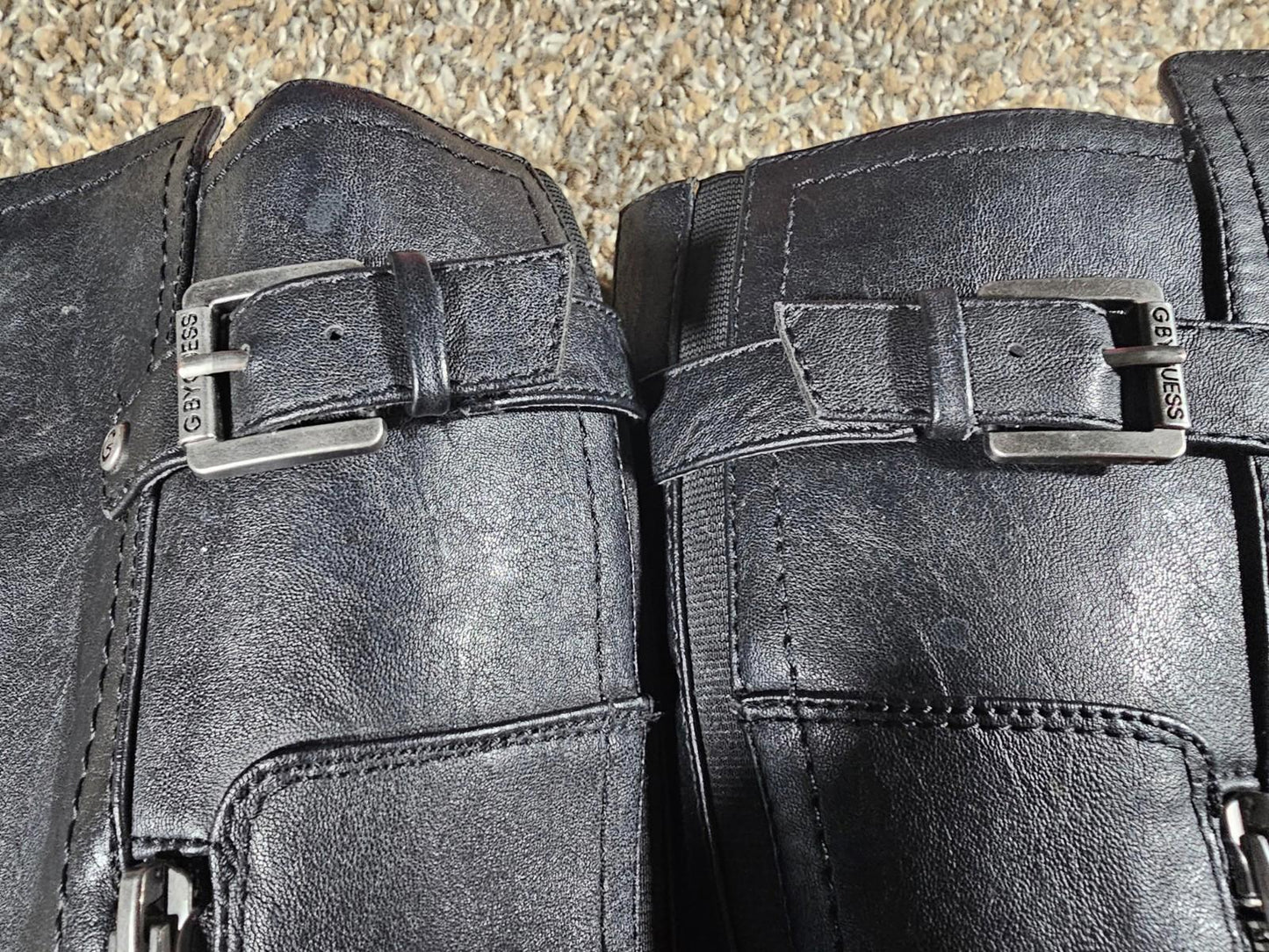 G x GUESS Womens Zipper Side Riding Boots Buckle Accent 6.5M