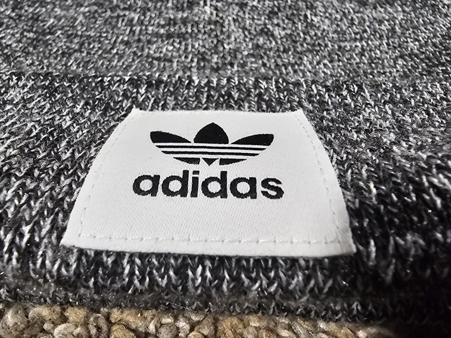 adidas black white pom beanie