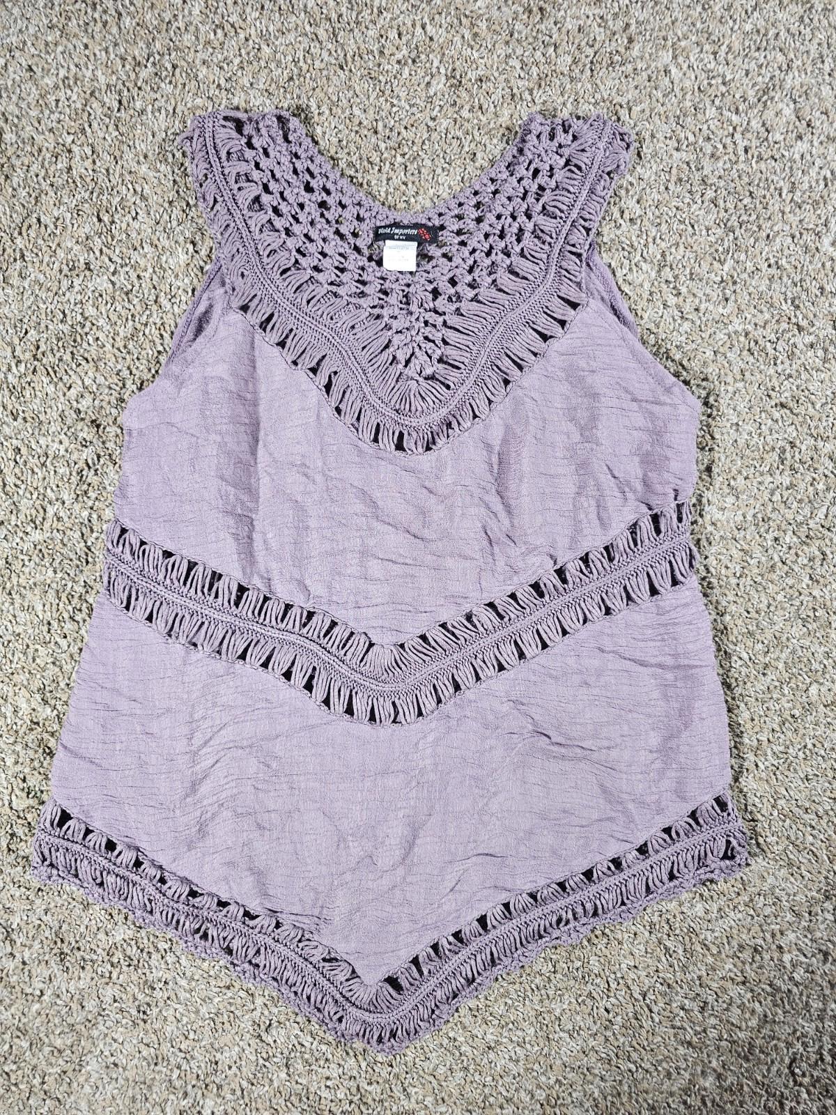 Vivid Importers NY Laven Western Boho Crocheted Purple Top M