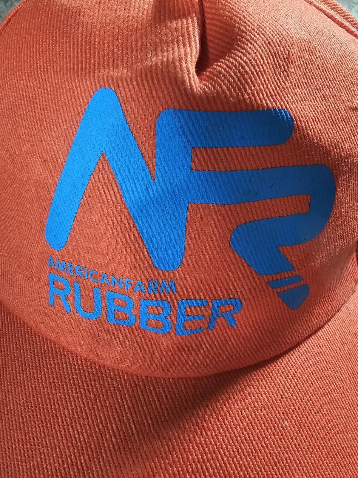 AmericanFarm Rubber Farm Hat Cap Orange Adult Strapback O6