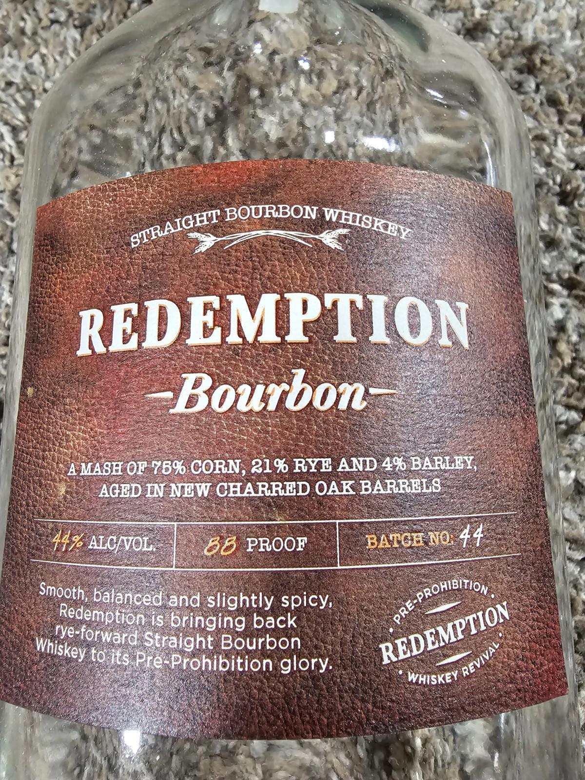 Redemption EMPTY collectible Bottle Glass Bottle