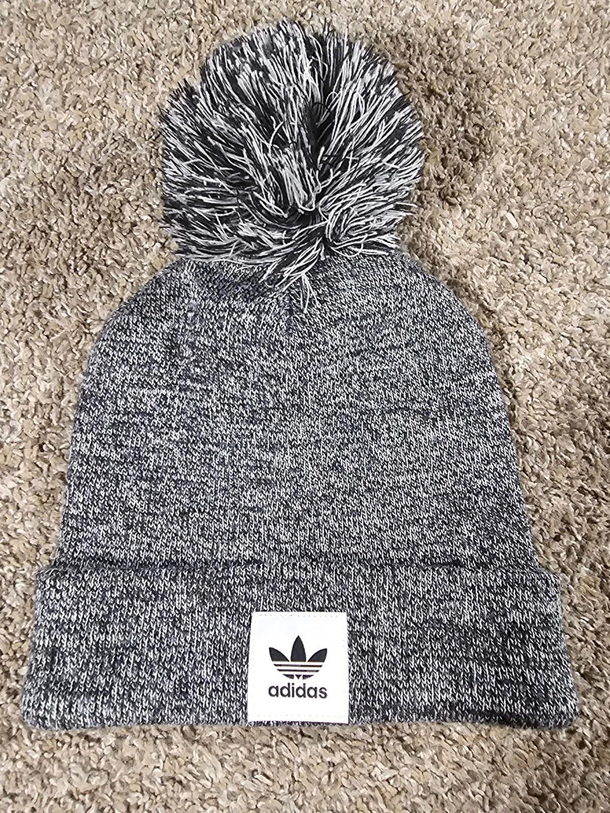 adidas black white pom beanie