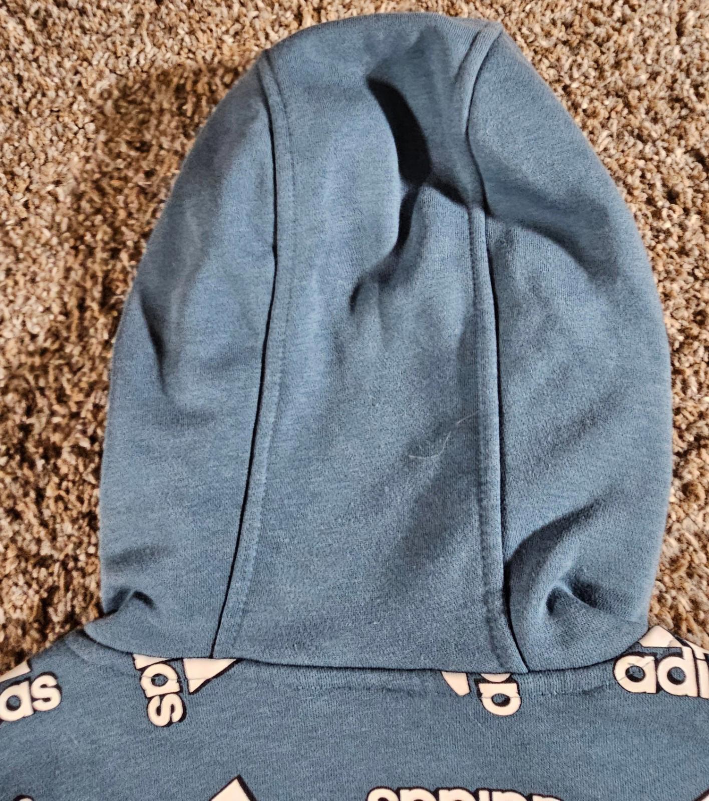 Adidas All Over Print blue Pullover Hoodie Sweatshirt Mens L