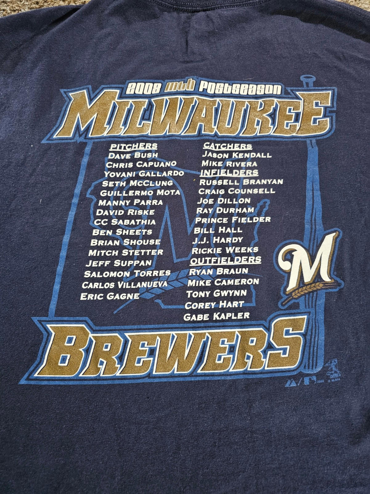 Milwaukee Brewers Mens T shirt L Post season 2008 Majestic