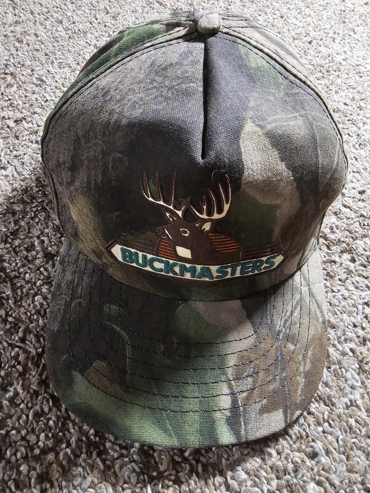 90s VTG Buckmasters Original Camo Snapback Hat Made In USA