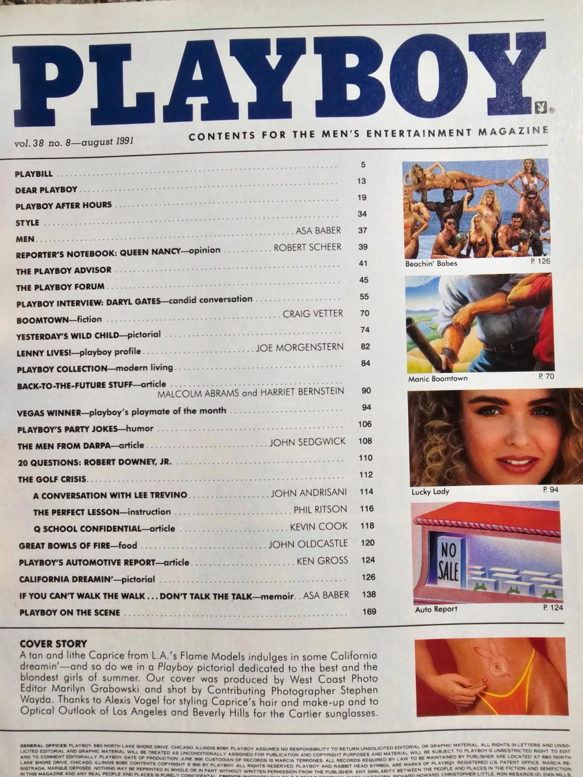 Play Boy Magazine August 1991