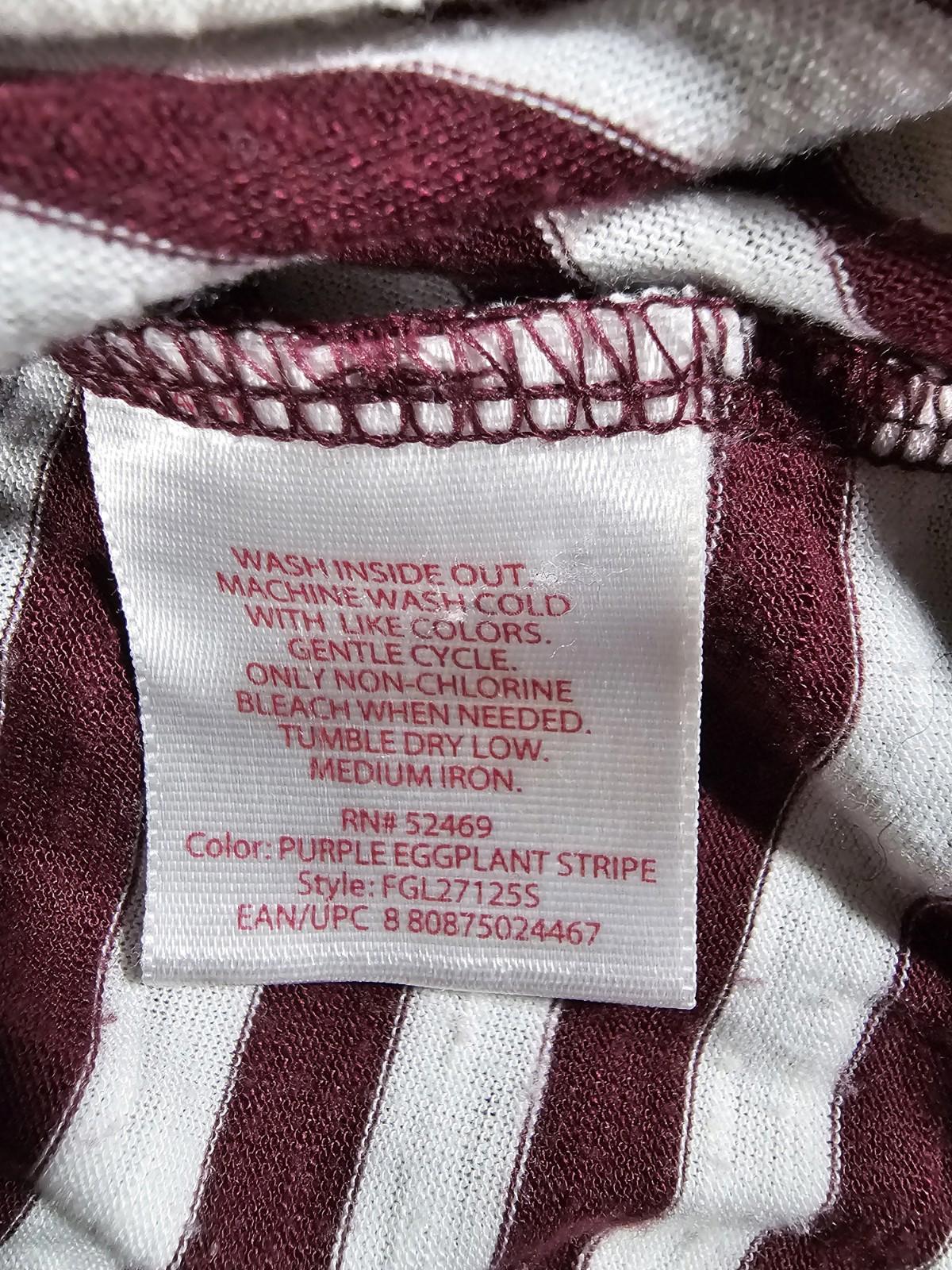 Faded Glory S4-6 Purple Eggplant White Striped Sleeveless