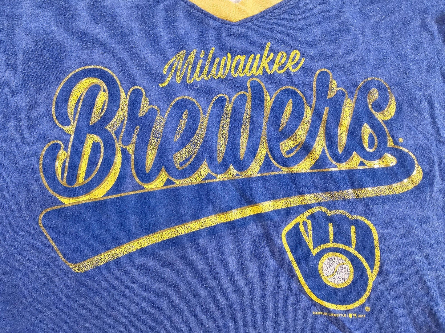 Milwaukee Brewers Campus Lifestyle V Neck Women's S MLB
