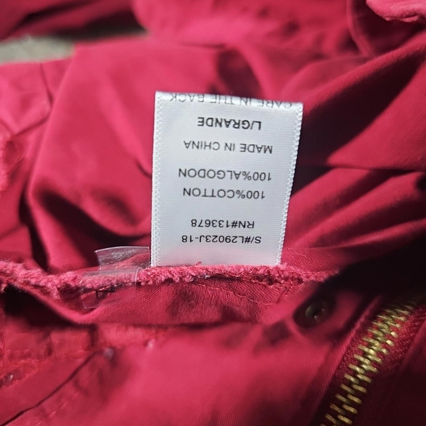 Love Tree Large Burgundy Hood Parka Coat Cotton Snap Zip