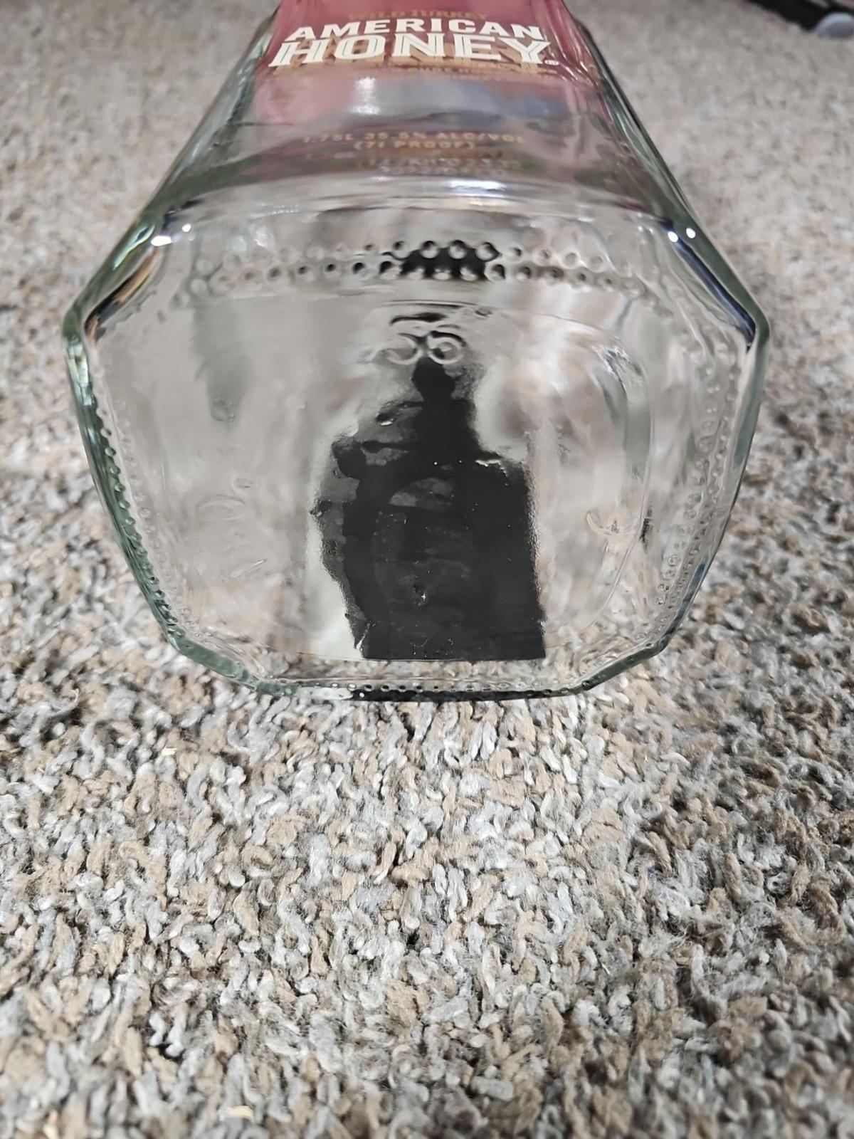 WILD TURKEY AMERICAN HONEY Empty Bottle 1.75 L Bourbon Whiskey Embossed Glass