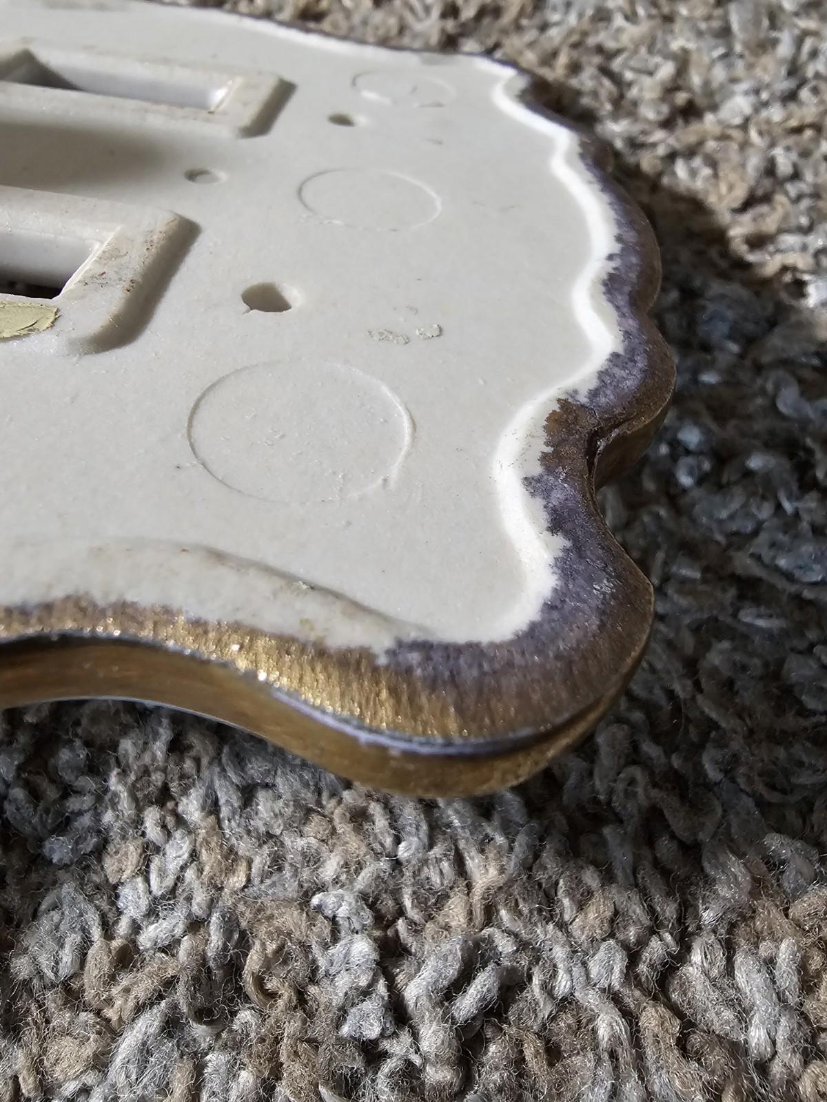 Vintage Ceramic Leaf Print Distressed Gold Edge Double Light Switch Plate