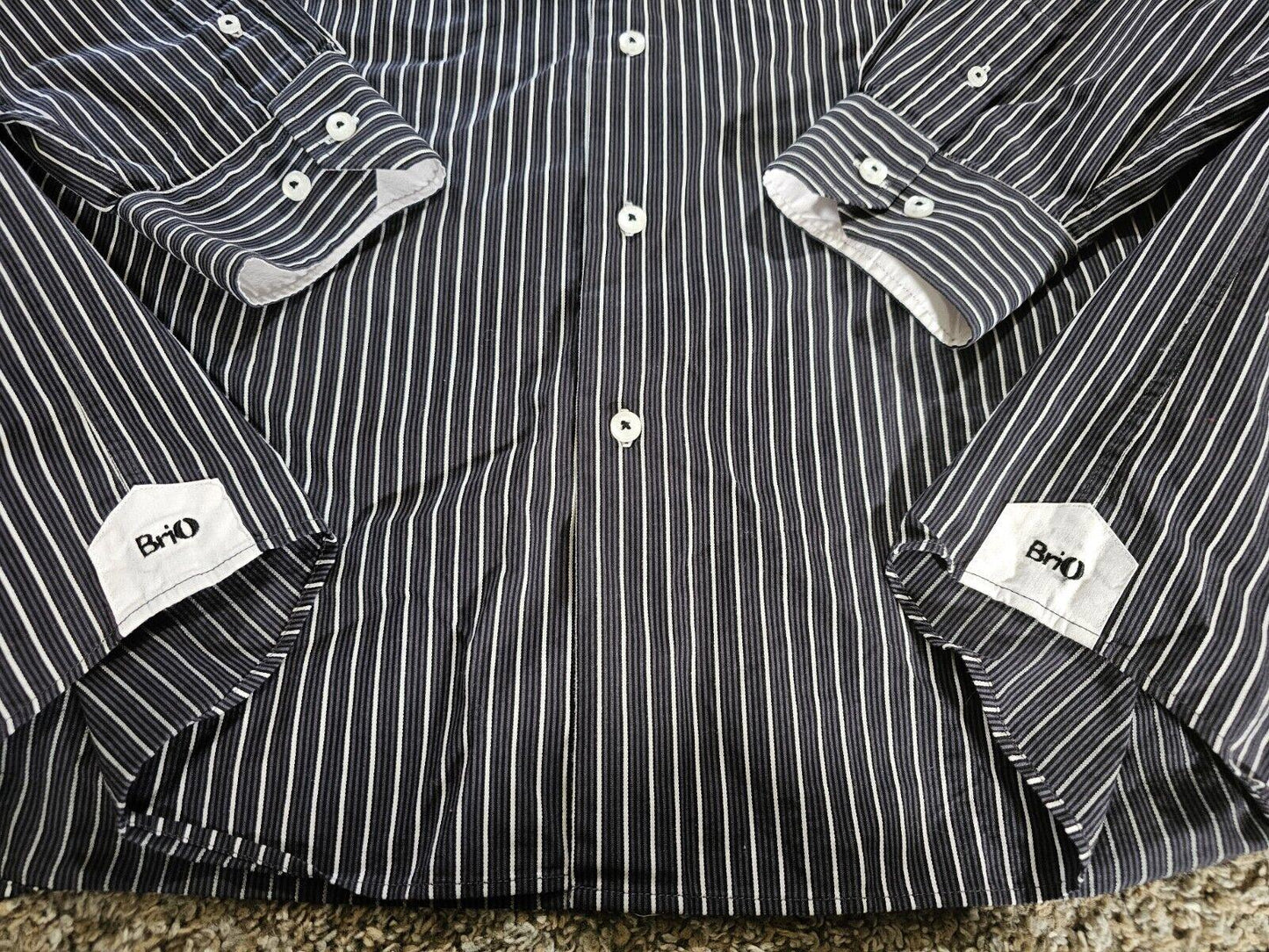 Brio Milano Contemporary 2XL 18.5/19 black stripe button-up