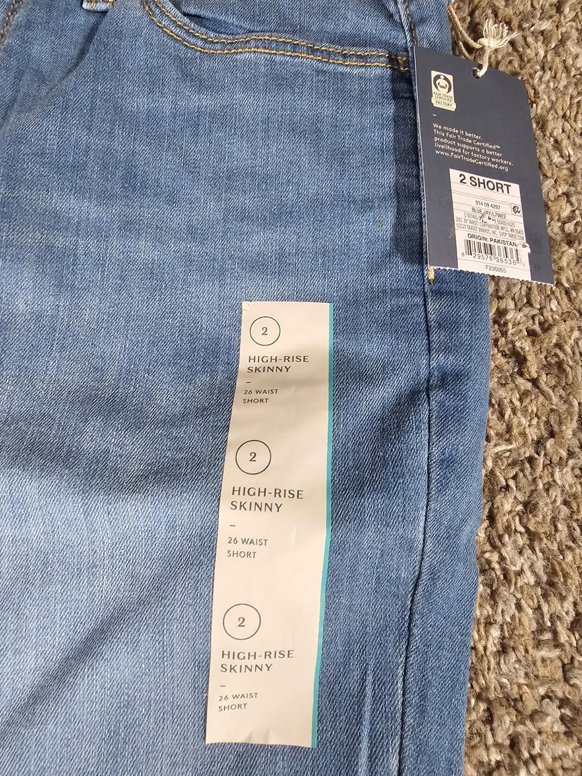 Womens Universal Thread High Rise Skinny Jeans 2 Short Nwt