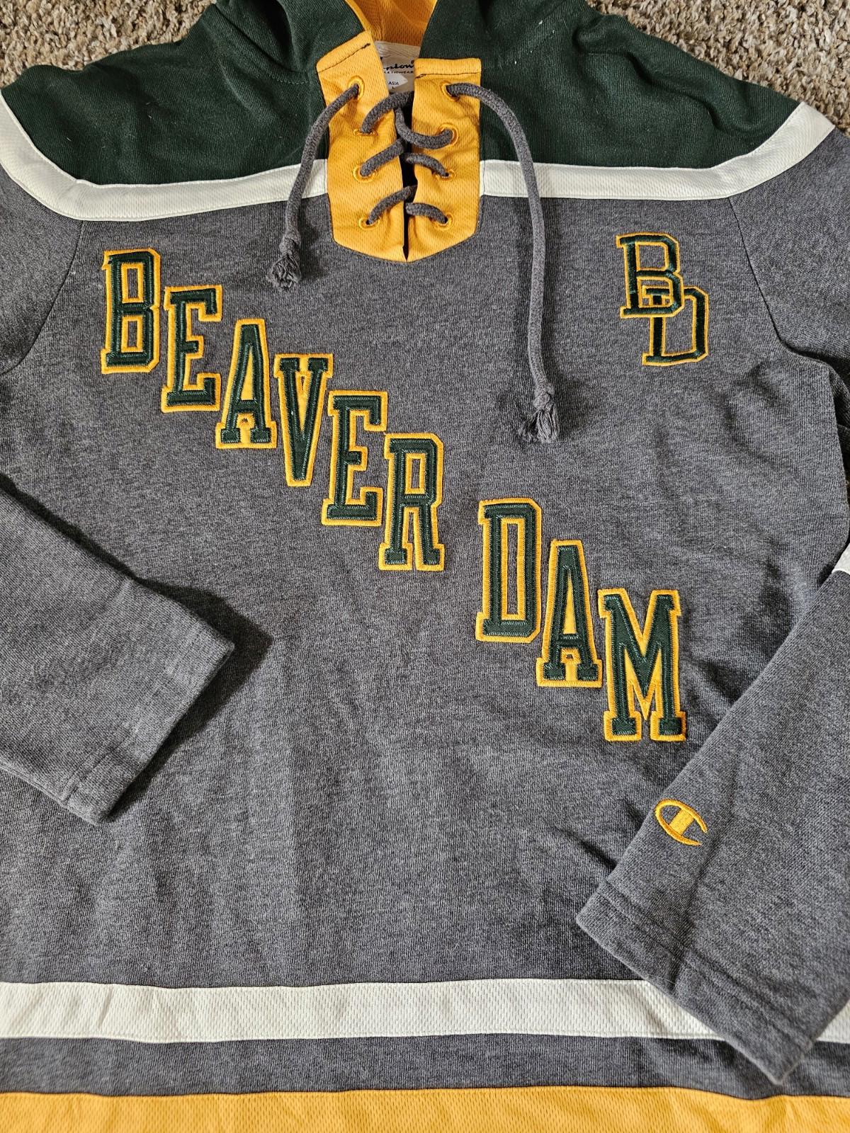 Champion BeaverDam BEAVERS Hockey Jersey Hoodie Sweatshirt S