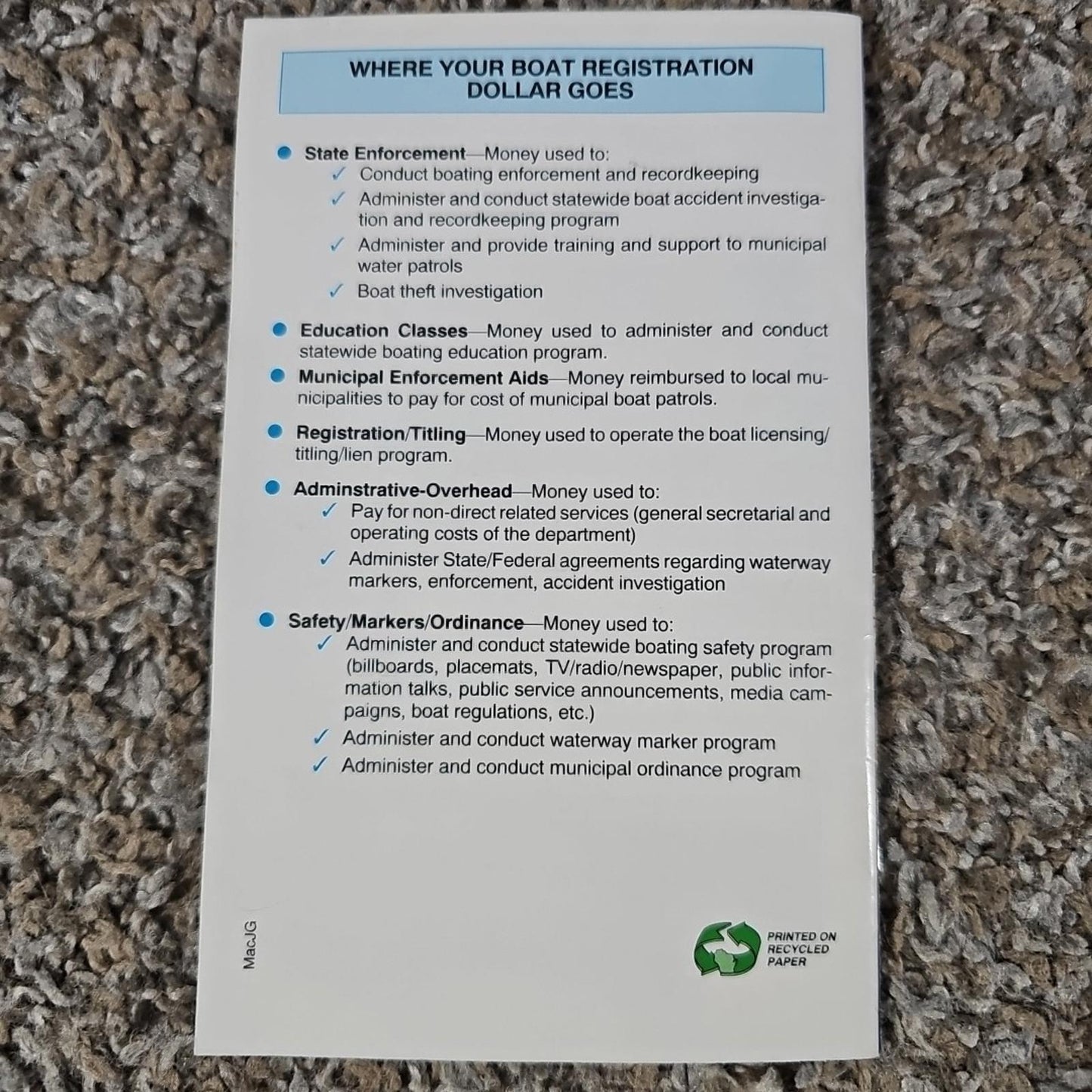 98/99 wisconsin Boating regulations pamphlet