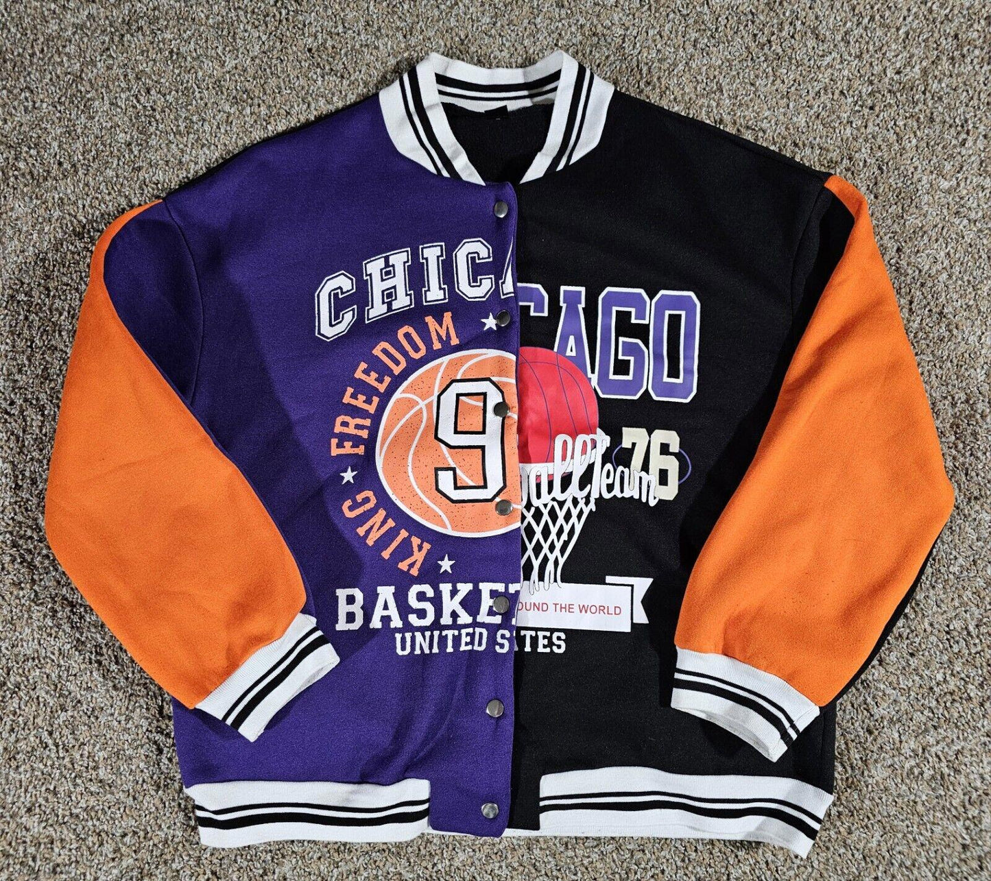 Chicago Basketball Dual Sided SHEIN Retro Varsity Jacket LG
