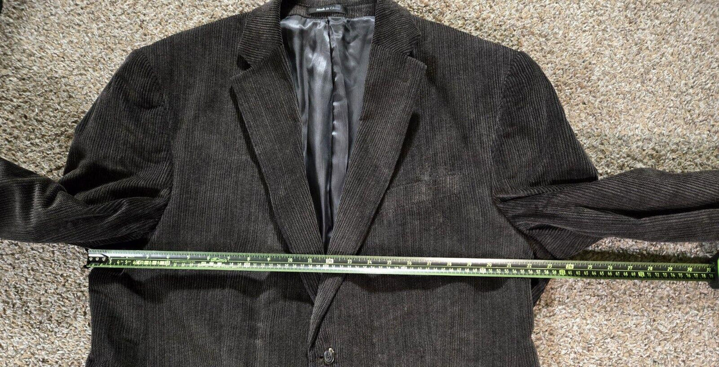 Chaps Two-Button Black Blazer Corduroy Jacket Sz 44L HR