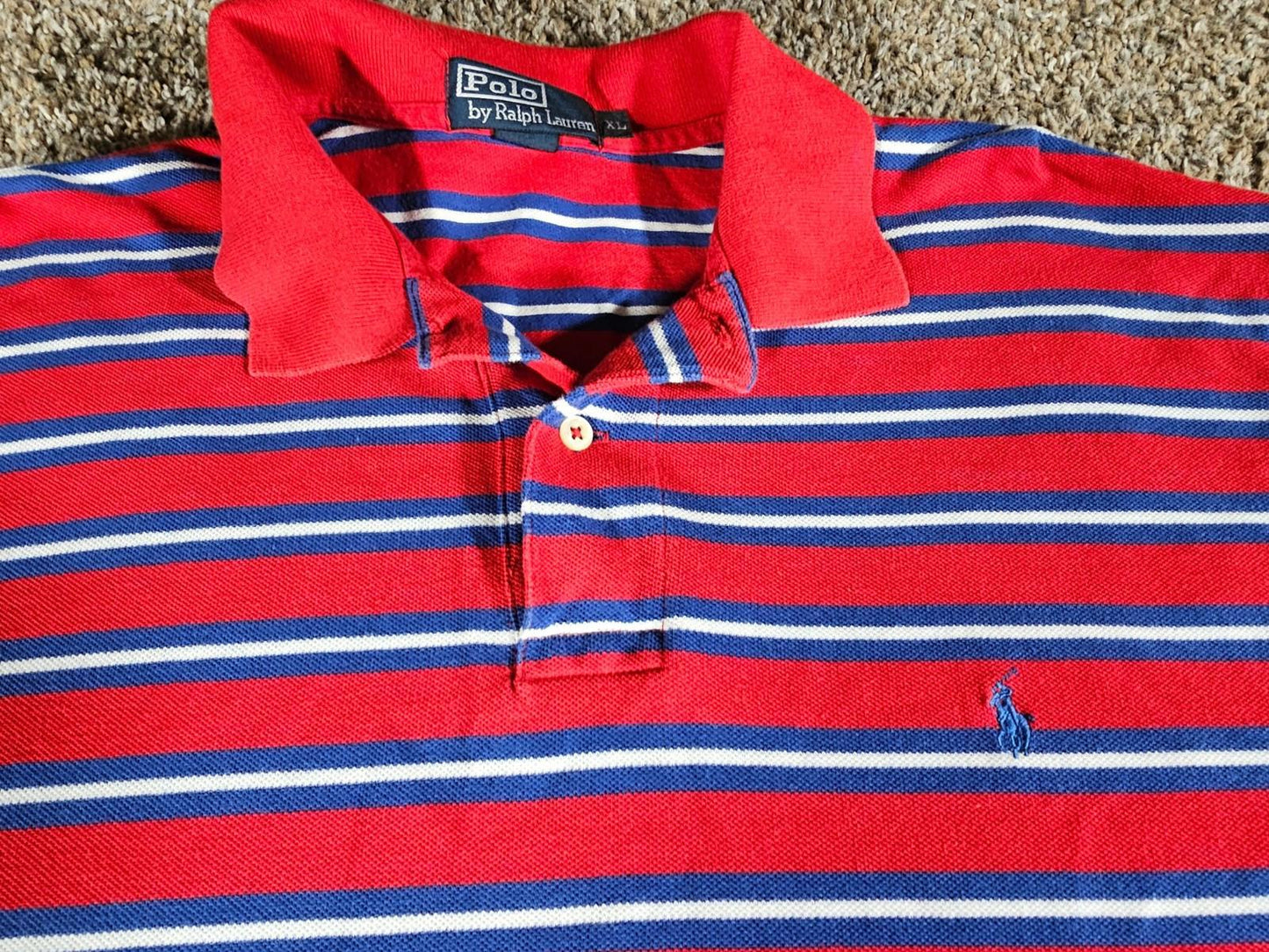 POLO Ralph Lauren Striped Polo Shirt XL Red Blue