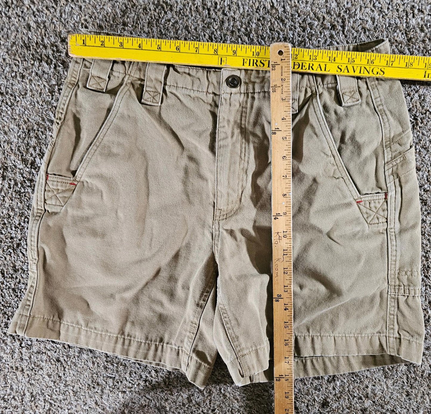 Orvis Trout Bum Duck Canvas Khaki Shorts Sz 34