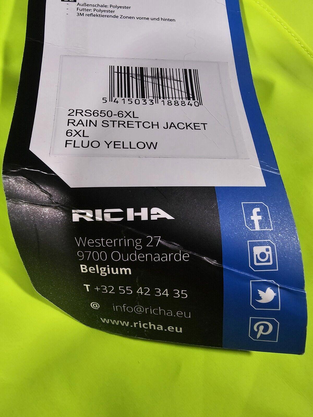 Richa Rain stretch jacket Hi Vis Riding Motorcycle 6XL NWT