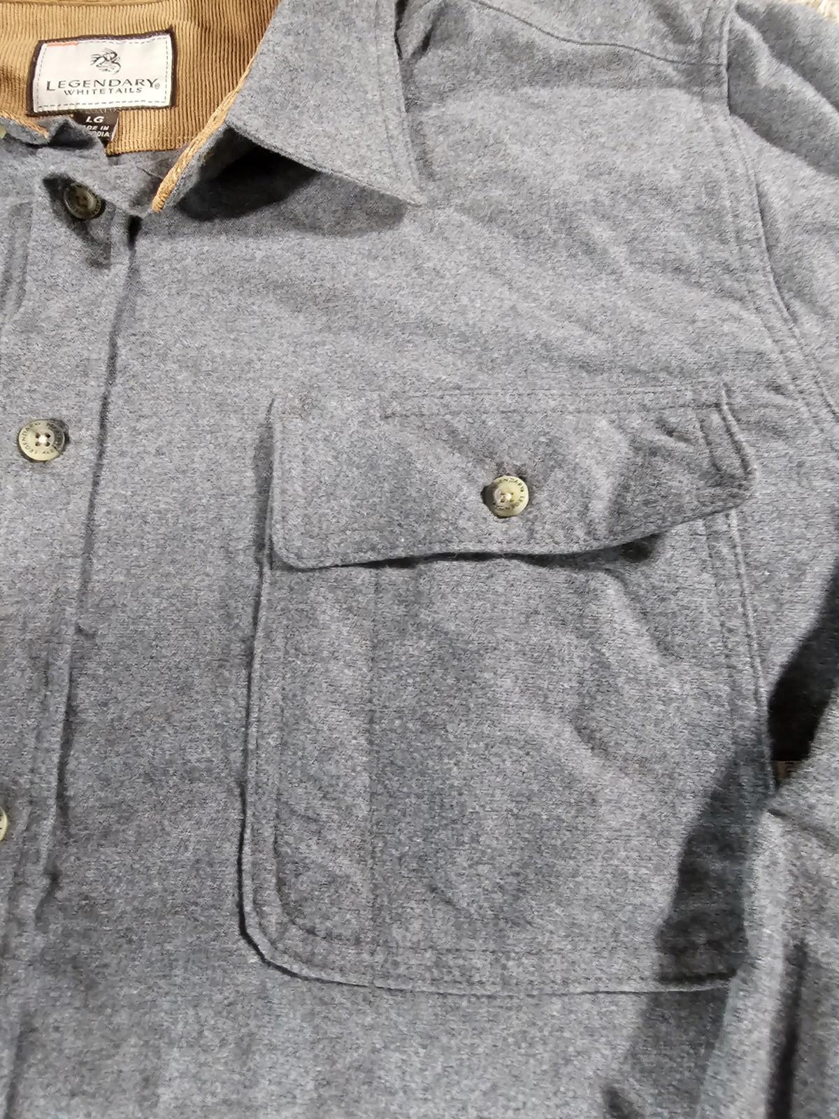 Legendary Whitetails Flannel Shirt Mens L Gray Button Up