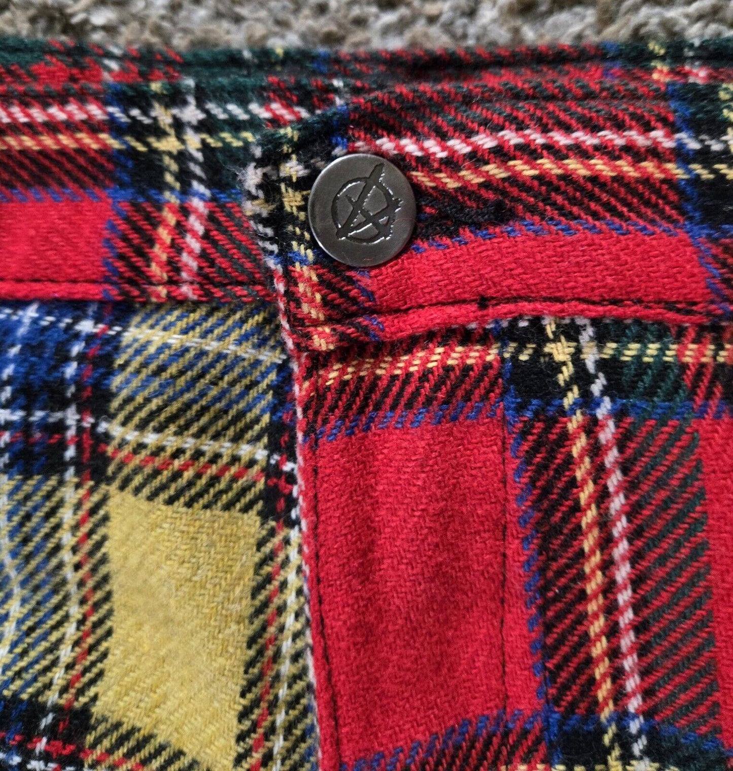 Tiger Of London Plaid Flannel Bondage Zippper Punk Pants 34