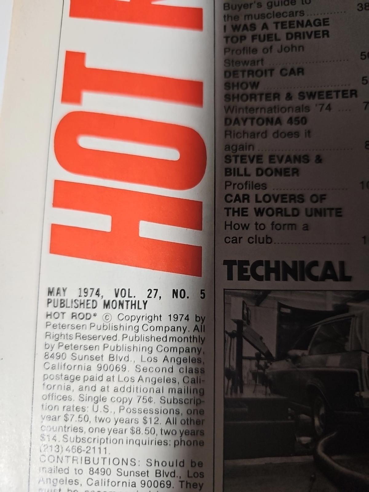 HOT ROD MAGAZINE MAY 1974 CHEVY 4-VALVE SMALL-BLOCK HEADS ..THREE HEADER TEST