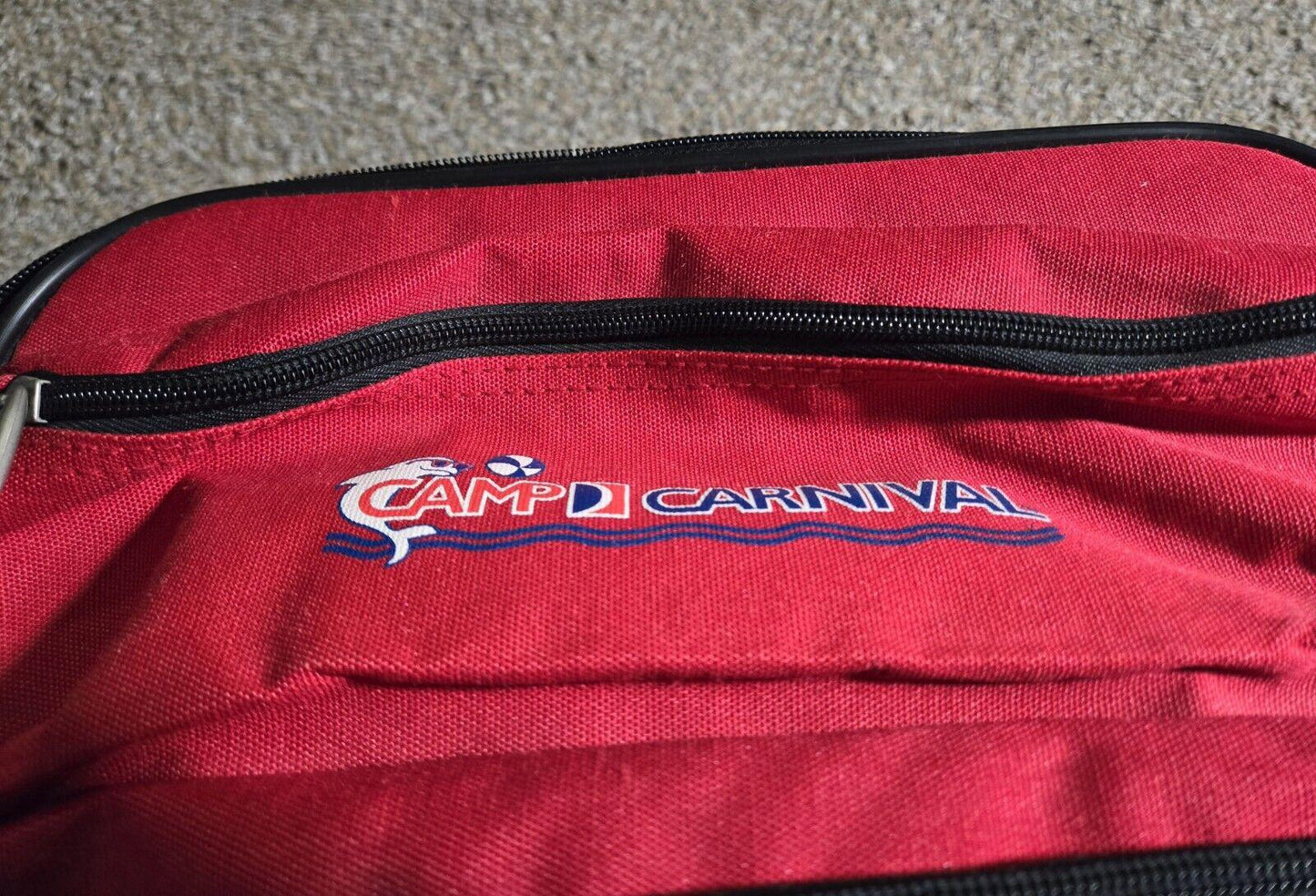 3 Piece Red And Blue Camp Carnival Luggae Set Wheels
