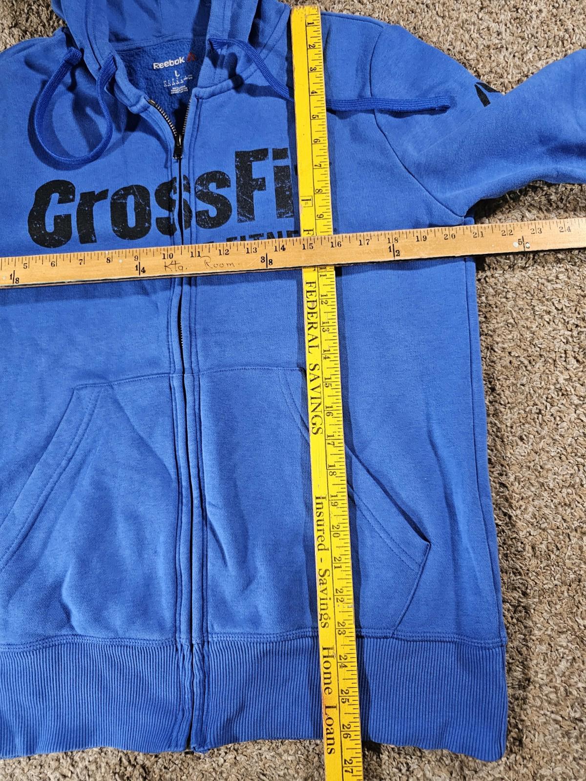 Reebok crossfit forging elite fitness fullzip hoodie blue L
