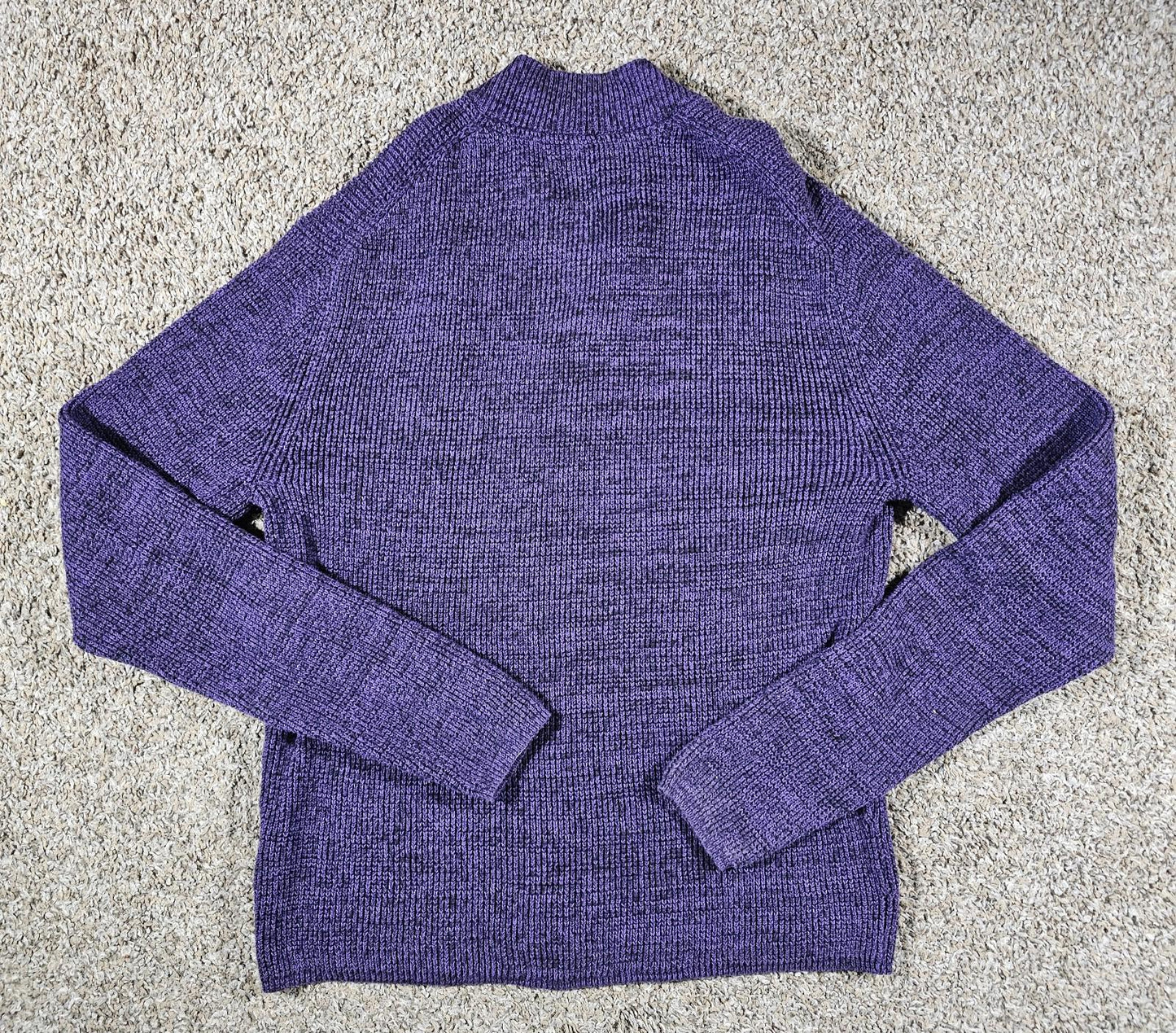 32 Bar Blues Purple Black 3 Button Sweater S Cable Knit