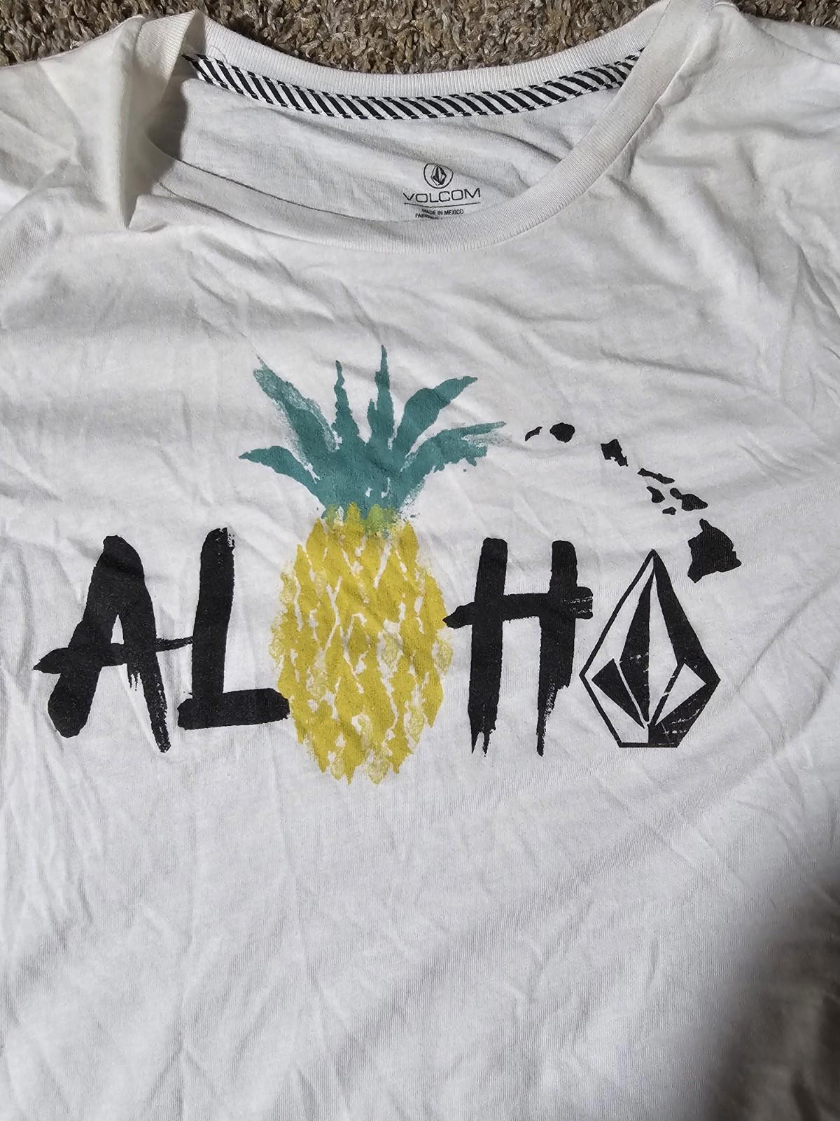 Volcom Aloha Pineapple T-Shirt M(8) White Hawaiian Surf