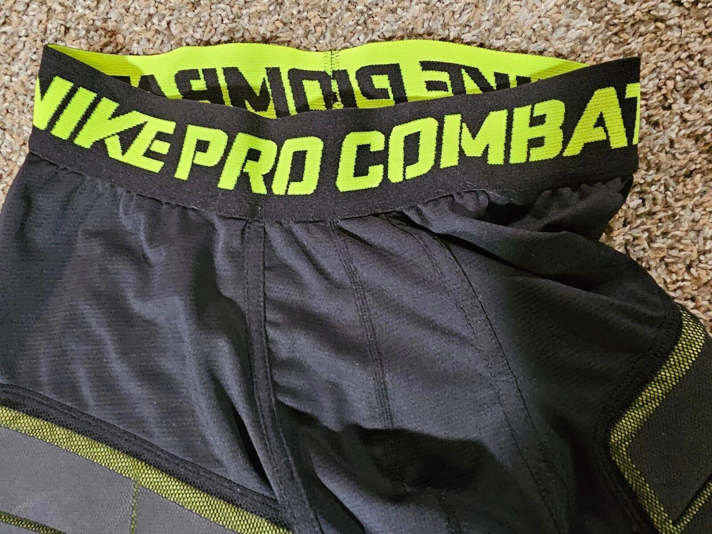 Nike Pro Combat Shorts Mens L Black Green Padded Compression