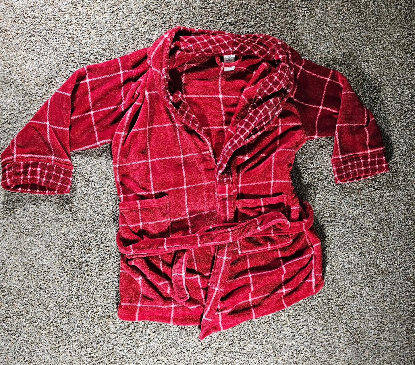 MARTHA STEWART PLUSH COMFORT ROBE M RED PLAID For Macy's