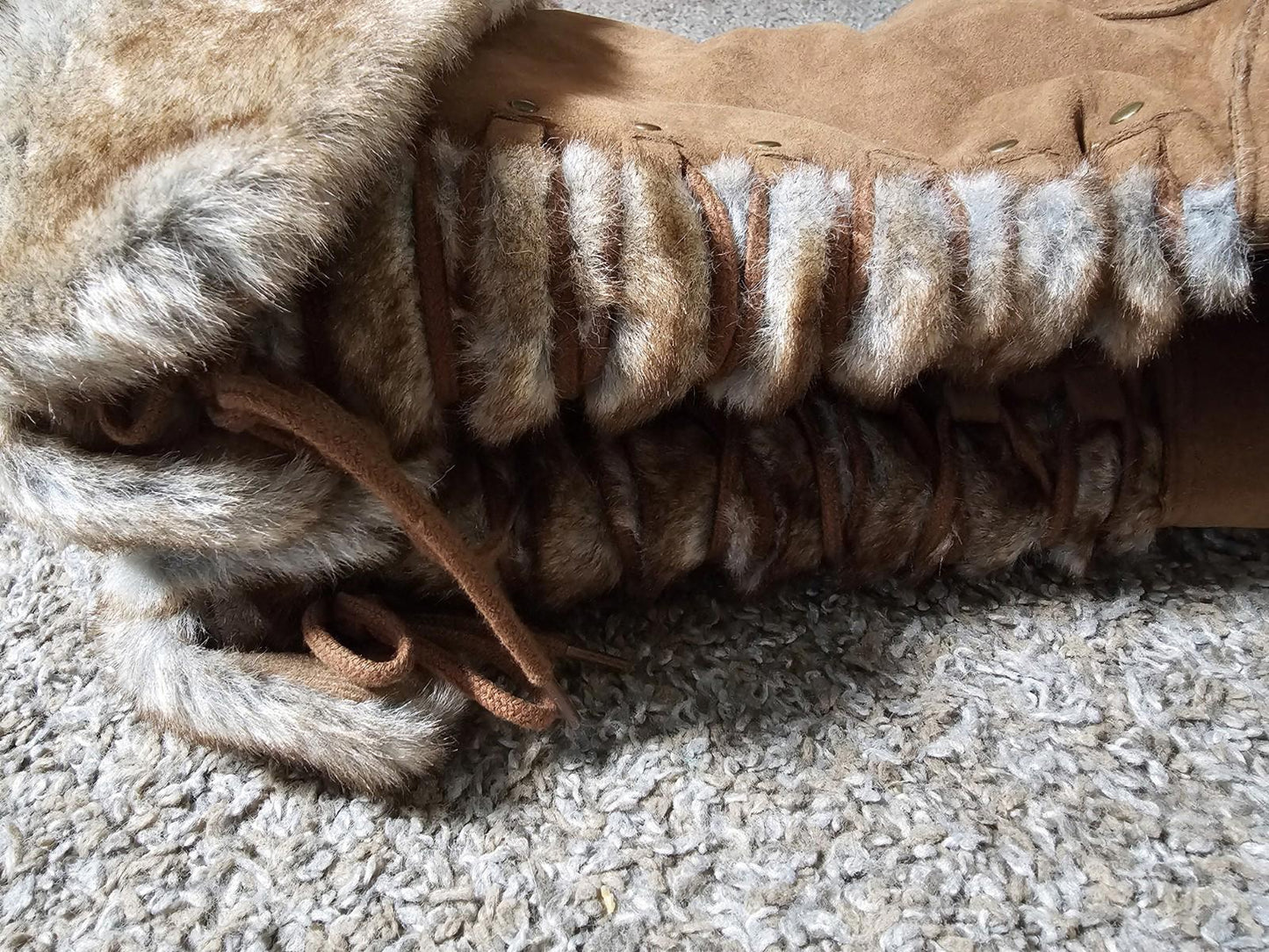 Womens Rampage RAM-ASHER Brown Faux Suede Faux Fur Boots 7M