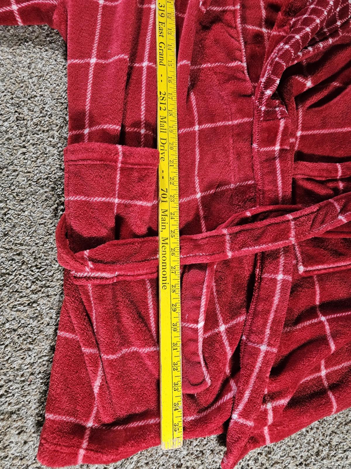 MARTHA STEWART PLUSH COMFORT ROBE M RED PLAID For Macy's