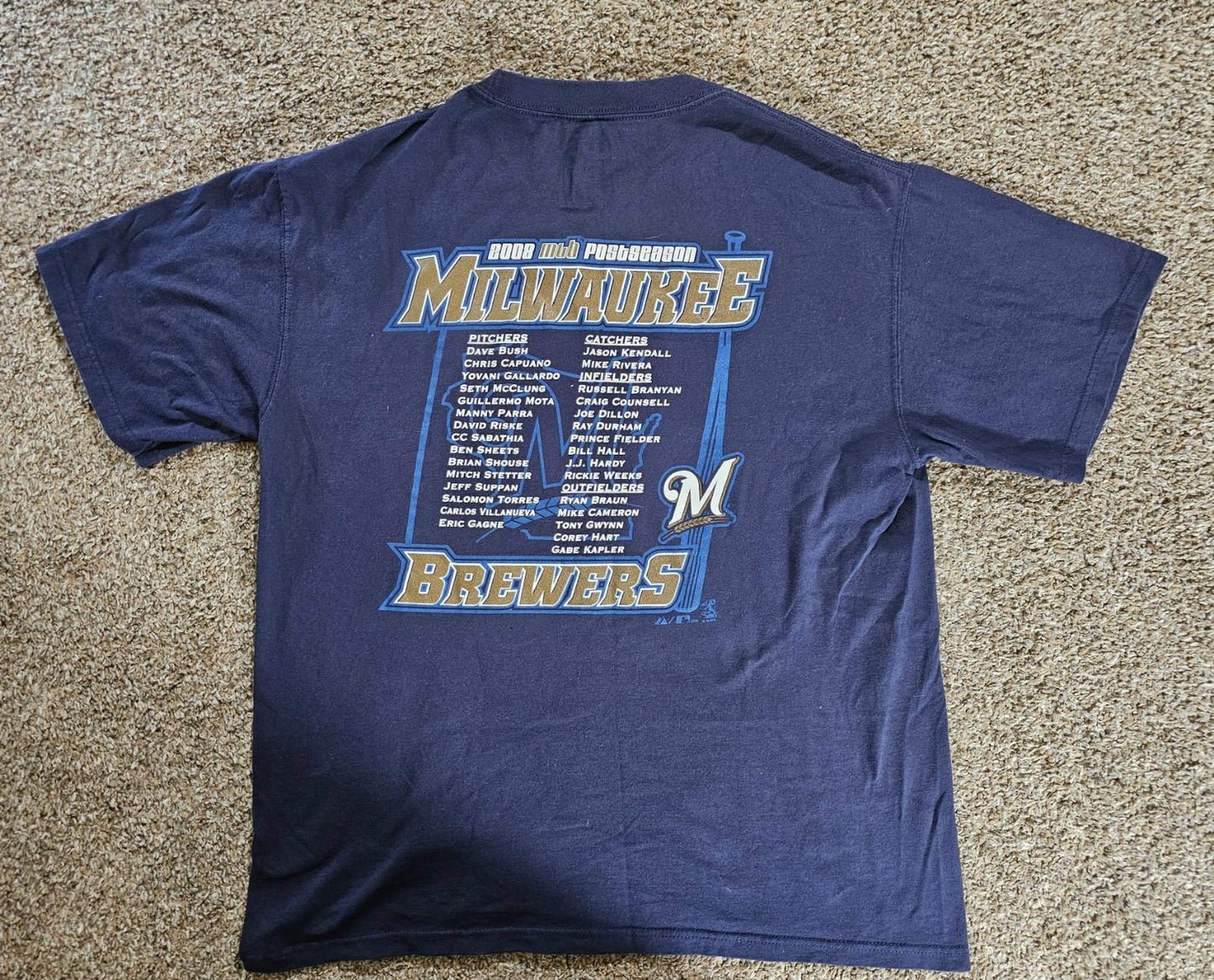 Milwaukee Brewers Mens T shirt L Post season 2008 Majestic