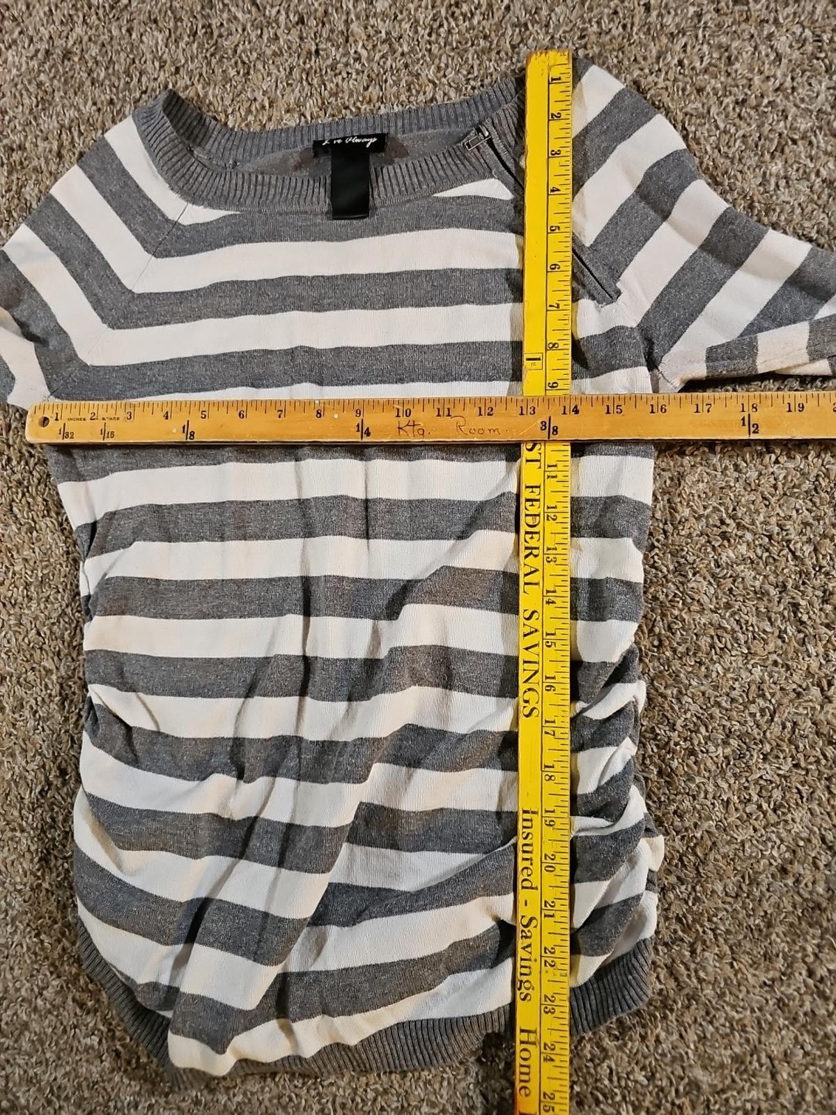 Love Always Striped LS Shoulder Zip Gray White