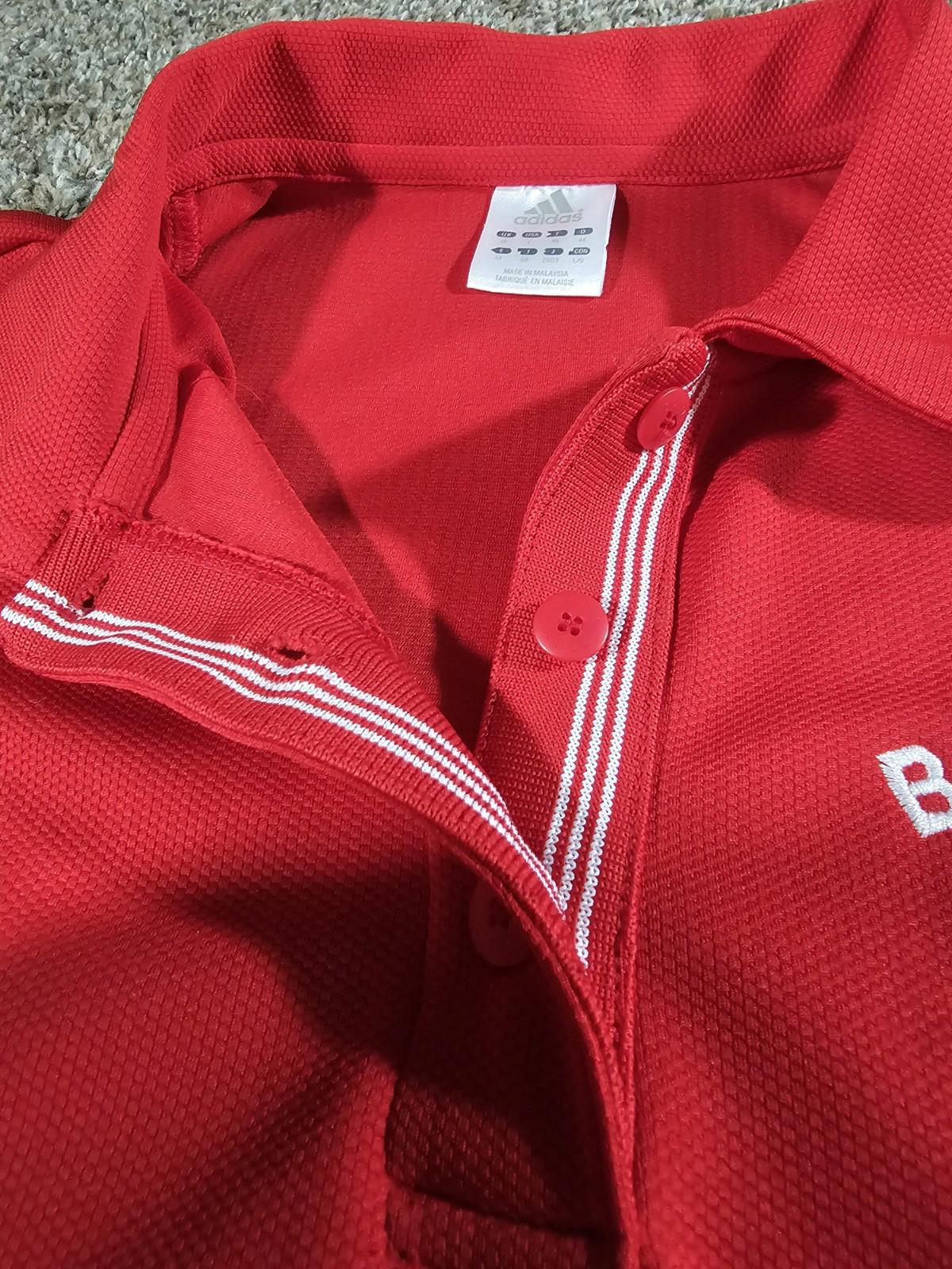 Adidas Wisconsin Badgers Hockey Red Polo Large Vintage