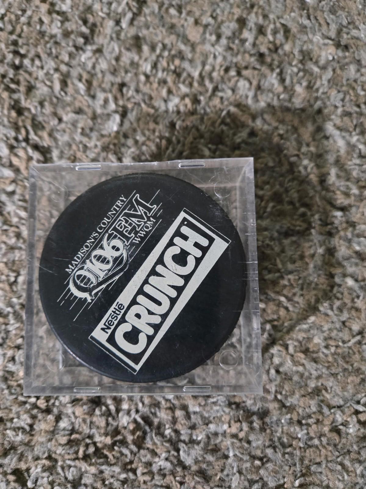 Nestle Crunch Madison MONSTERS hockey puck Autographed Signed