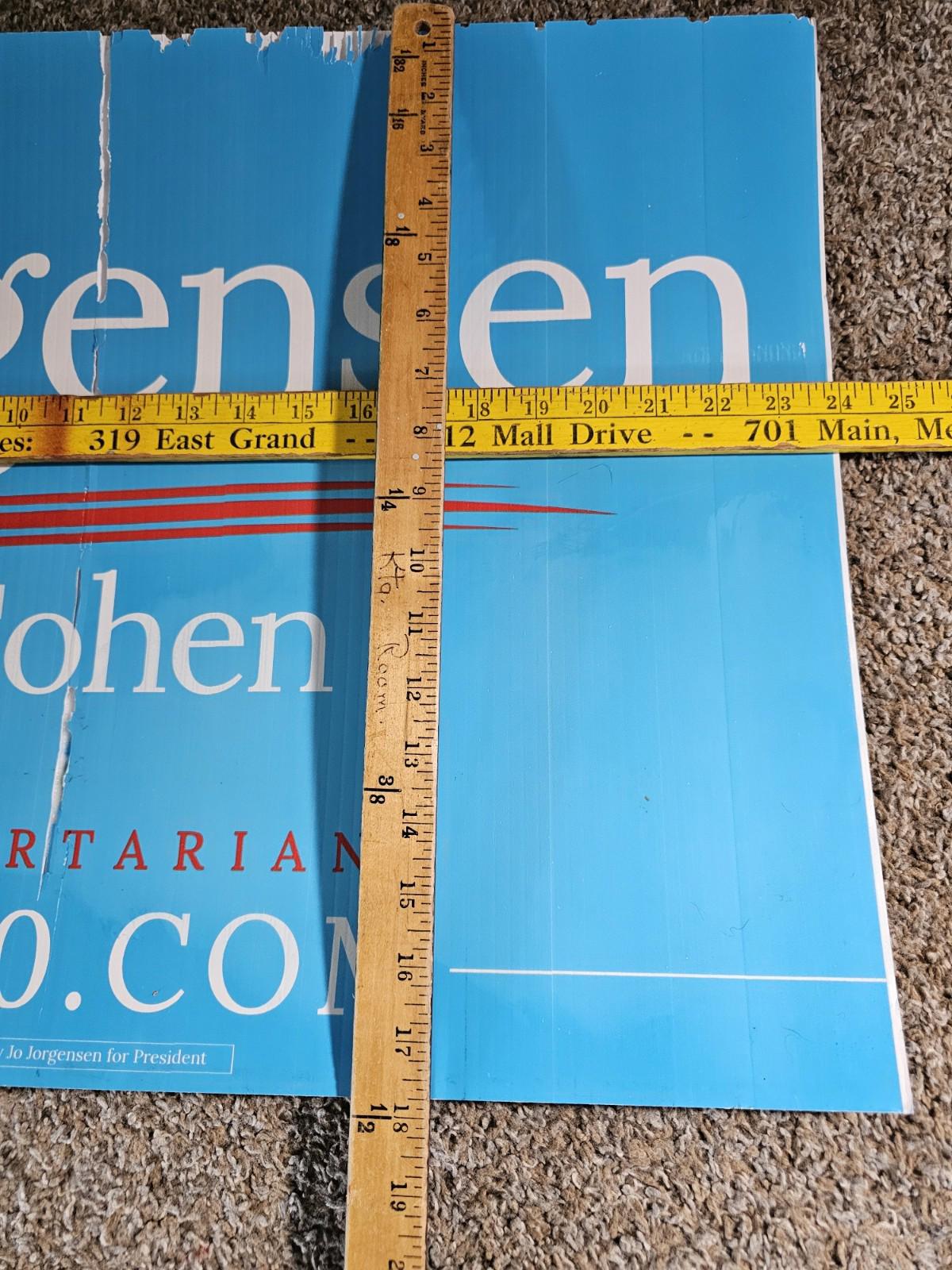 Jo Jorgensen Spike Cohen Libertarian President 2020 Official Yard Sign
