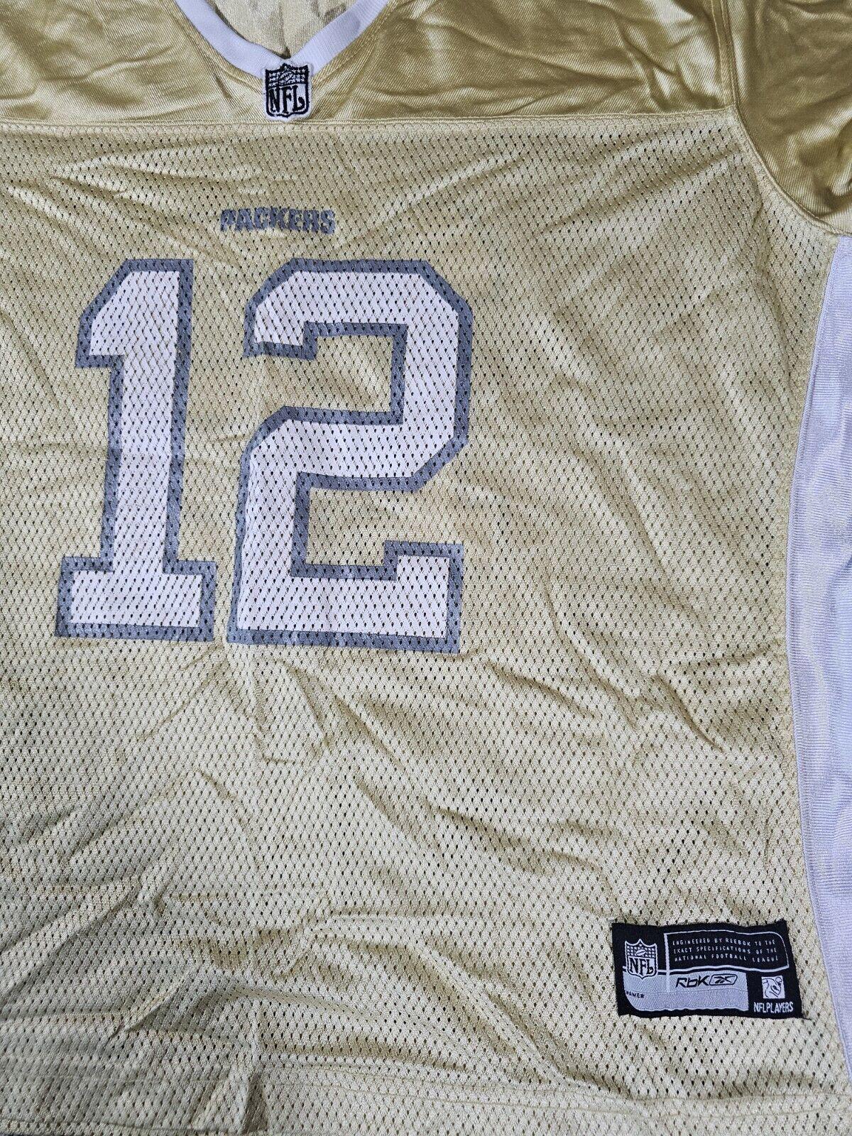 Aaron Rodgers #12 NFL Reebok RBK Jersey Gold Women's 2XL