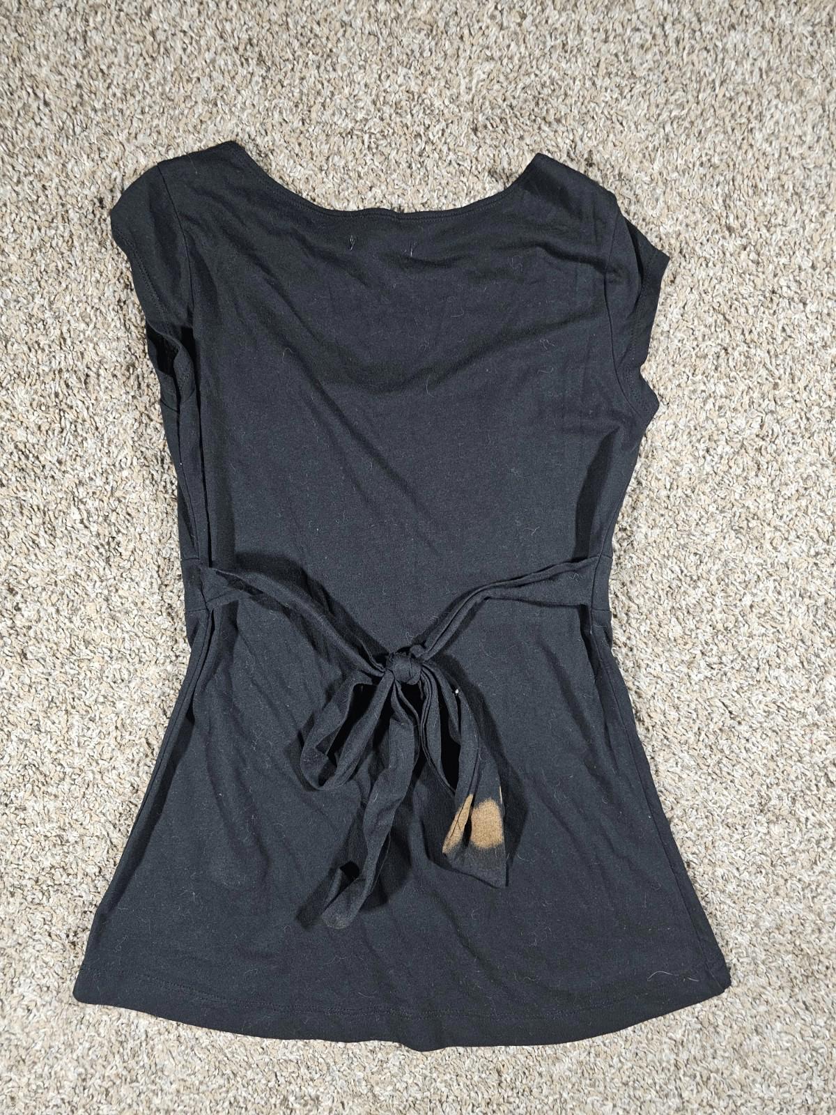 Banana Republic Sleeveless Tieback Top Black Small Stain