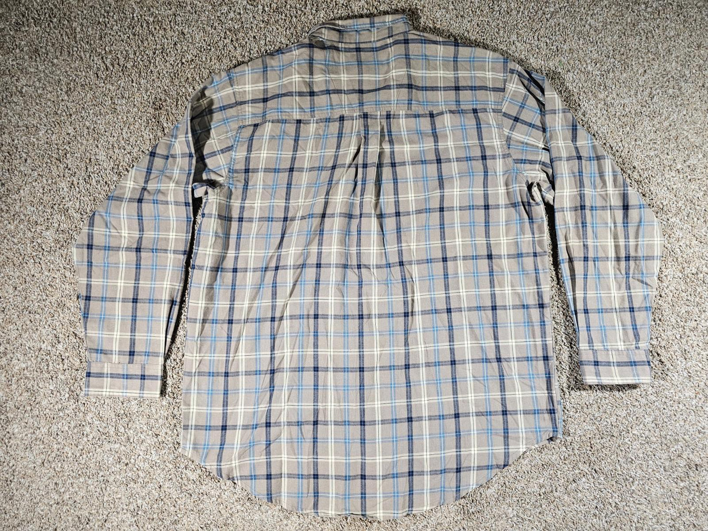 Wrangler Shirt Men XL Blue Brown Plaid Button Up Rugged Wear