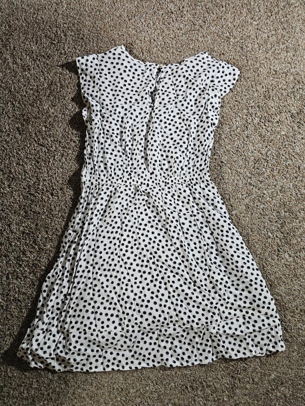 Free Assembly White Polka Dot Circle Dress Small