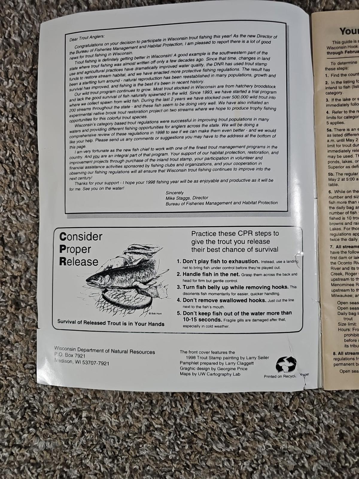 1998-1999 Wisconsin Trout Fishing Guide And Maps