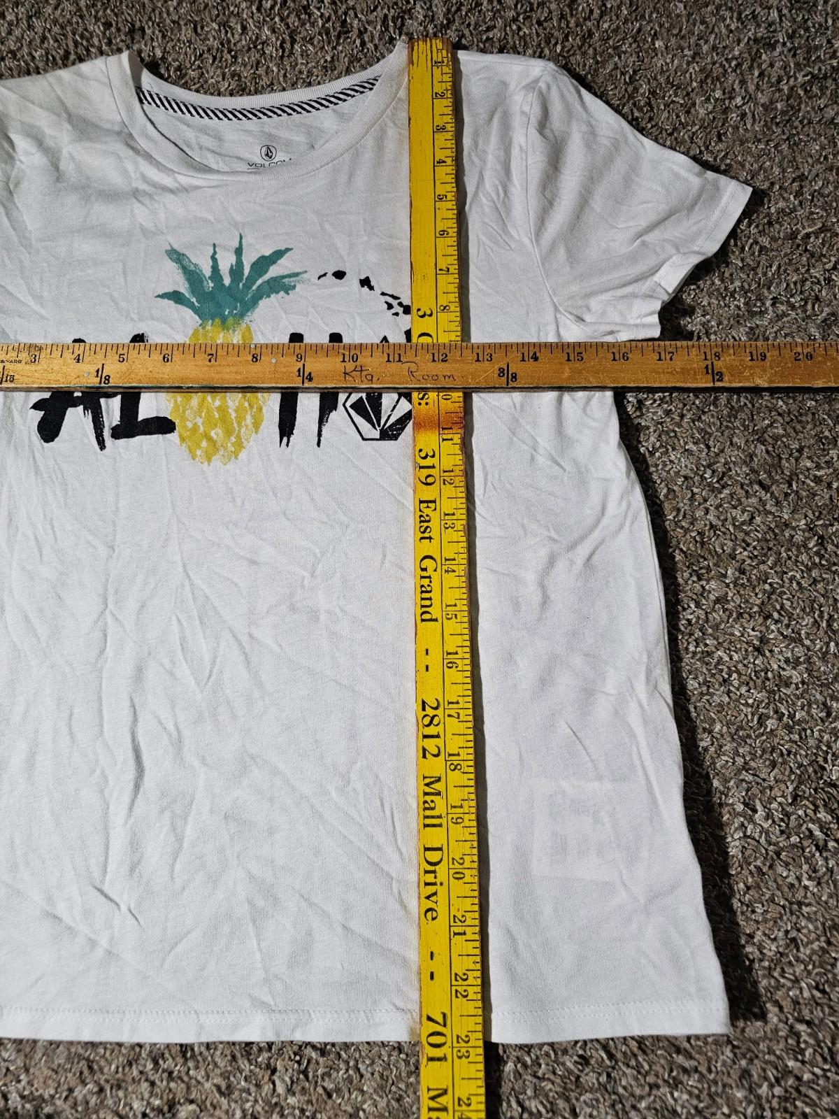 Volcom Aloha Pineapple T-Shirt M(8) White Hawaiian Surf