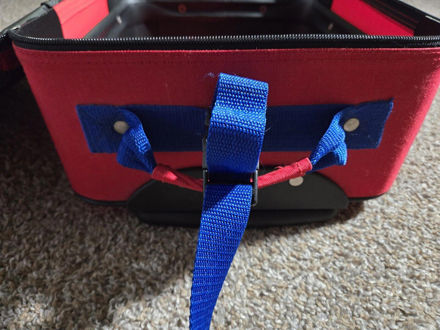 3 Piece Red And Blue Camp Carnival Luggae Set Wheels