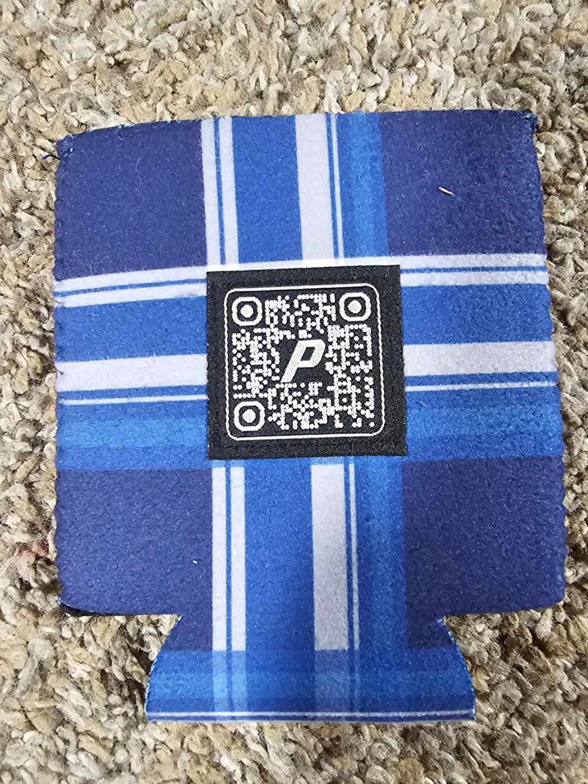 Beer Can Insulated Koozie Progressive KOA Camp Blue Flannel