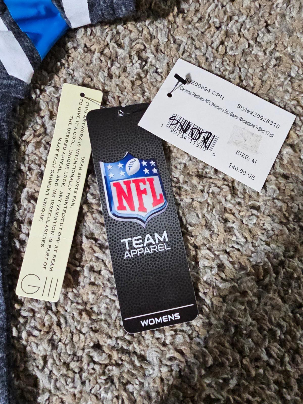 NWT Carolina Panthers NFL Team Apparel Deep Vneck Shirt M